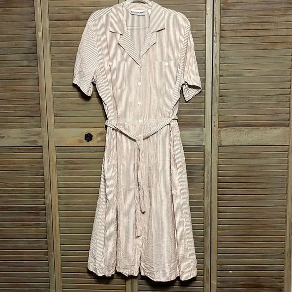 Vintage Brownstone Studio short sleeve, striped, button down dress Size XL - Picture 2 of 8